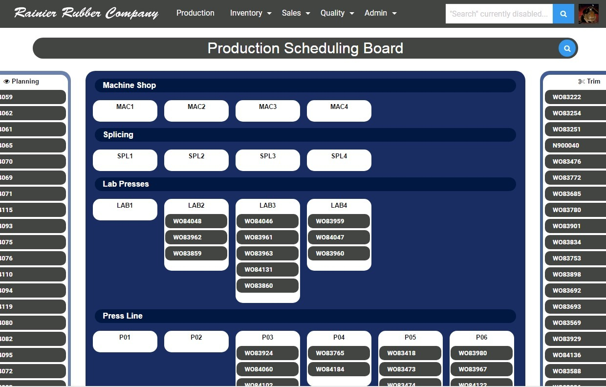 Rainier Rubber QMS screenshot